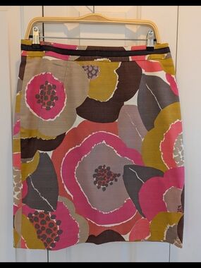 Boden Floral Pencil Skirt in Pinks, Browns & Mustard